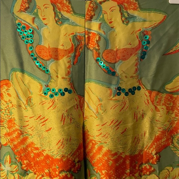 Cynthia Rowley Size 8 Yellow Orange Green Hawaii Patterned Silk Pants - Picture 2 of 8